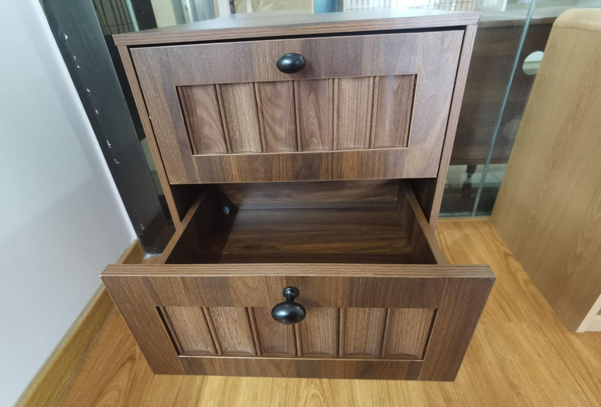 NACHTTISCH 43,5/57,5/40 cm Walnussfarben aus MDF und Spanplatte mit 2 Schubladen - Walnussfarben, Holzwerkstoff (43.5/58/40cm) - OKMYHOME