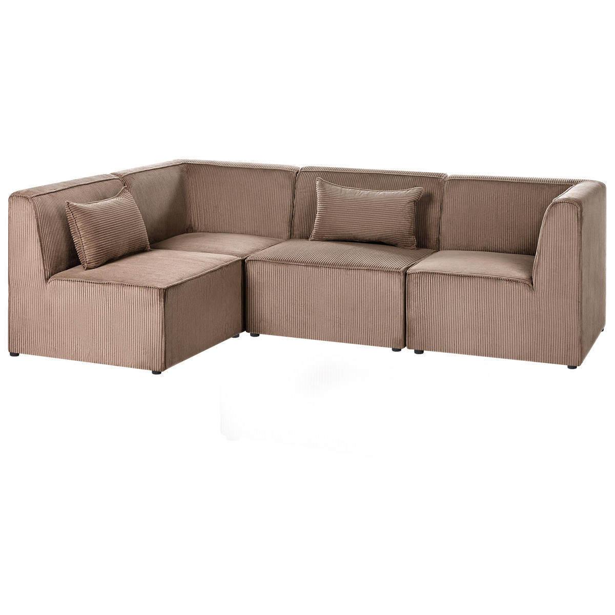 COLȚAR modul cu 4 locuri pe partea dreaptă bej nisipiu reps reiat Lemvig - bej/nisipiu, material textil (250/166cm) - Beliani