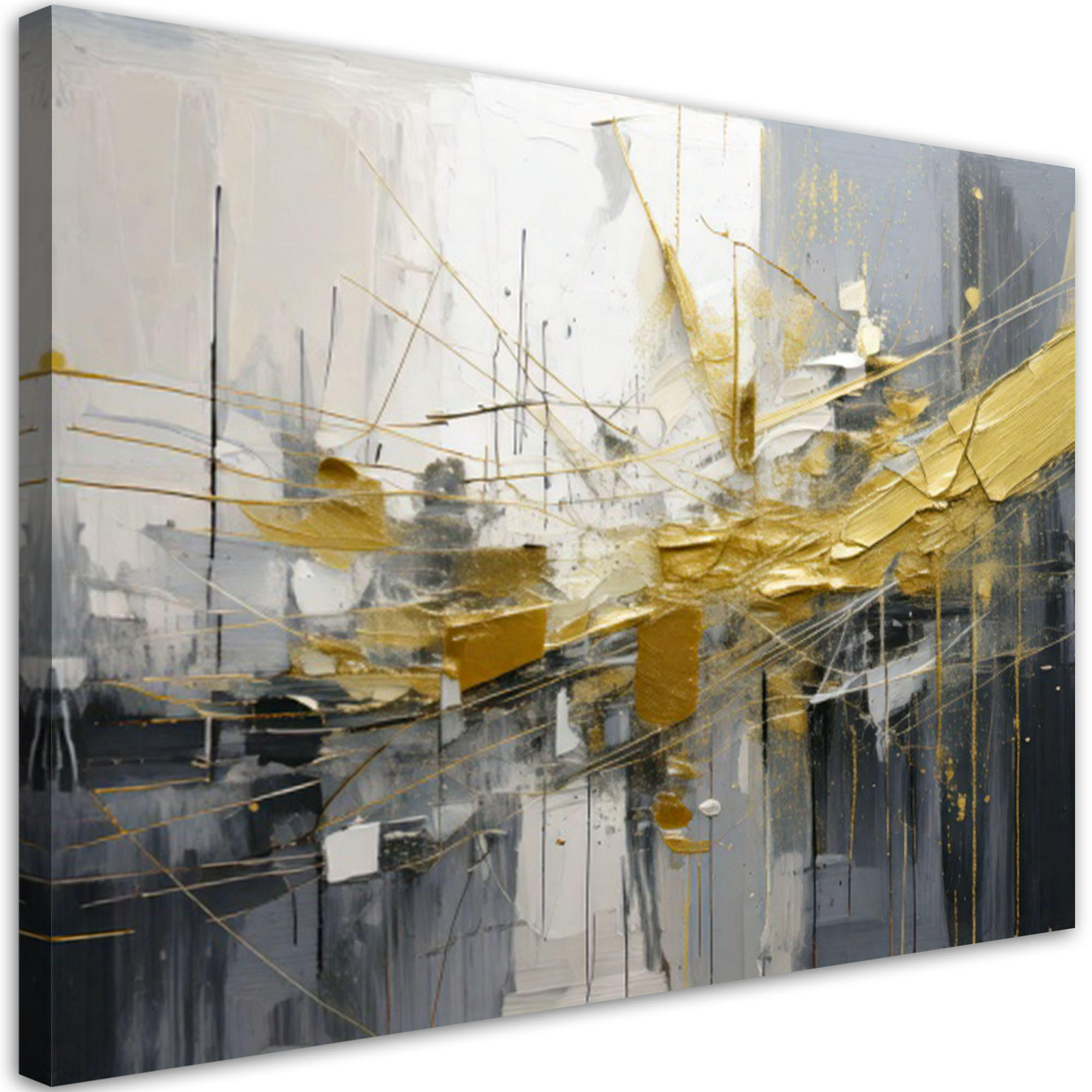 LEINWANDBILD Abstraktion 120x80cm - Goldfarben, Textil (120/80cm) - Feeby