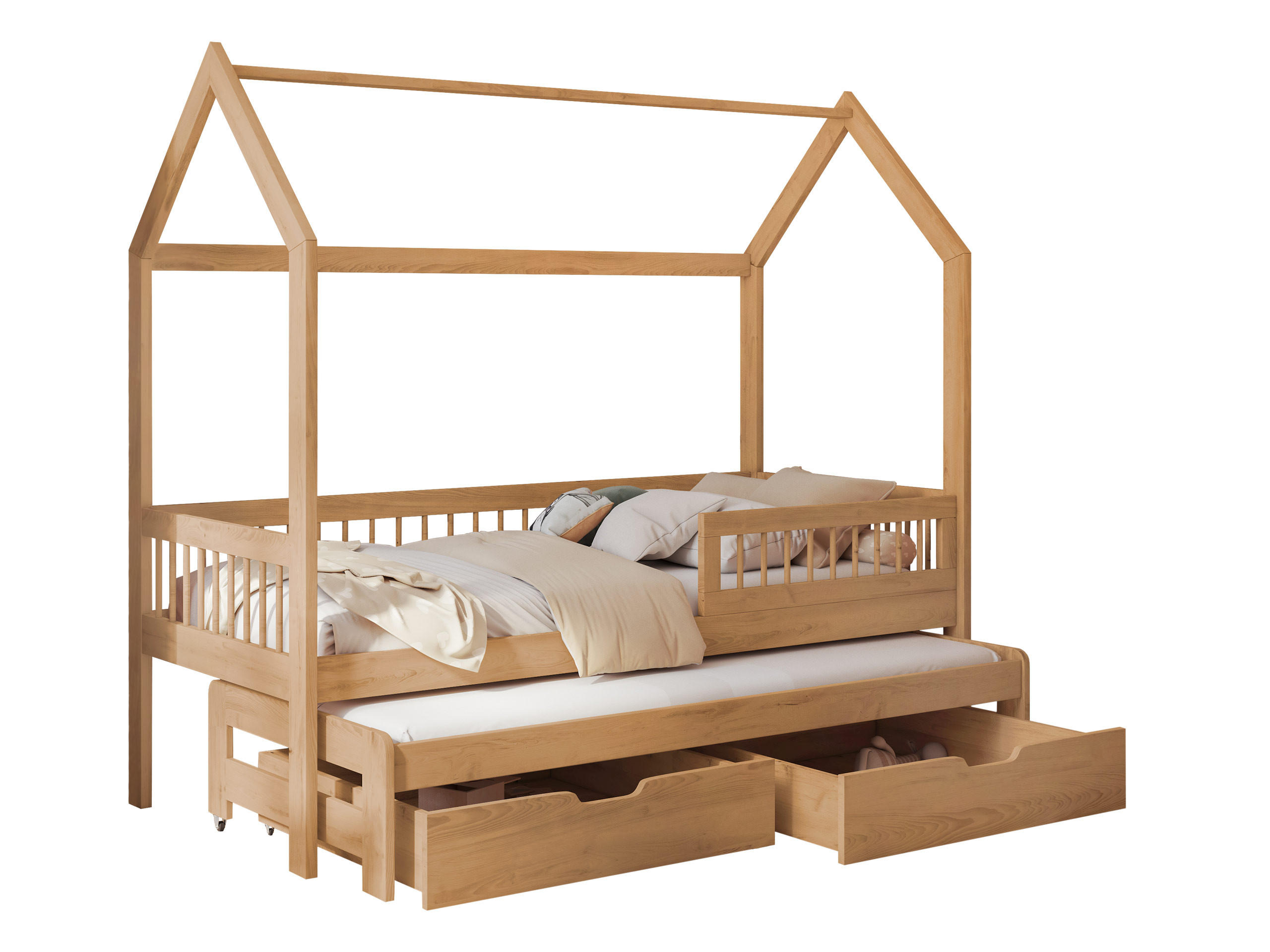 HAUSBETT Asher 90 - Naturfarben, Holz (90/200cm) - MIRJAN24