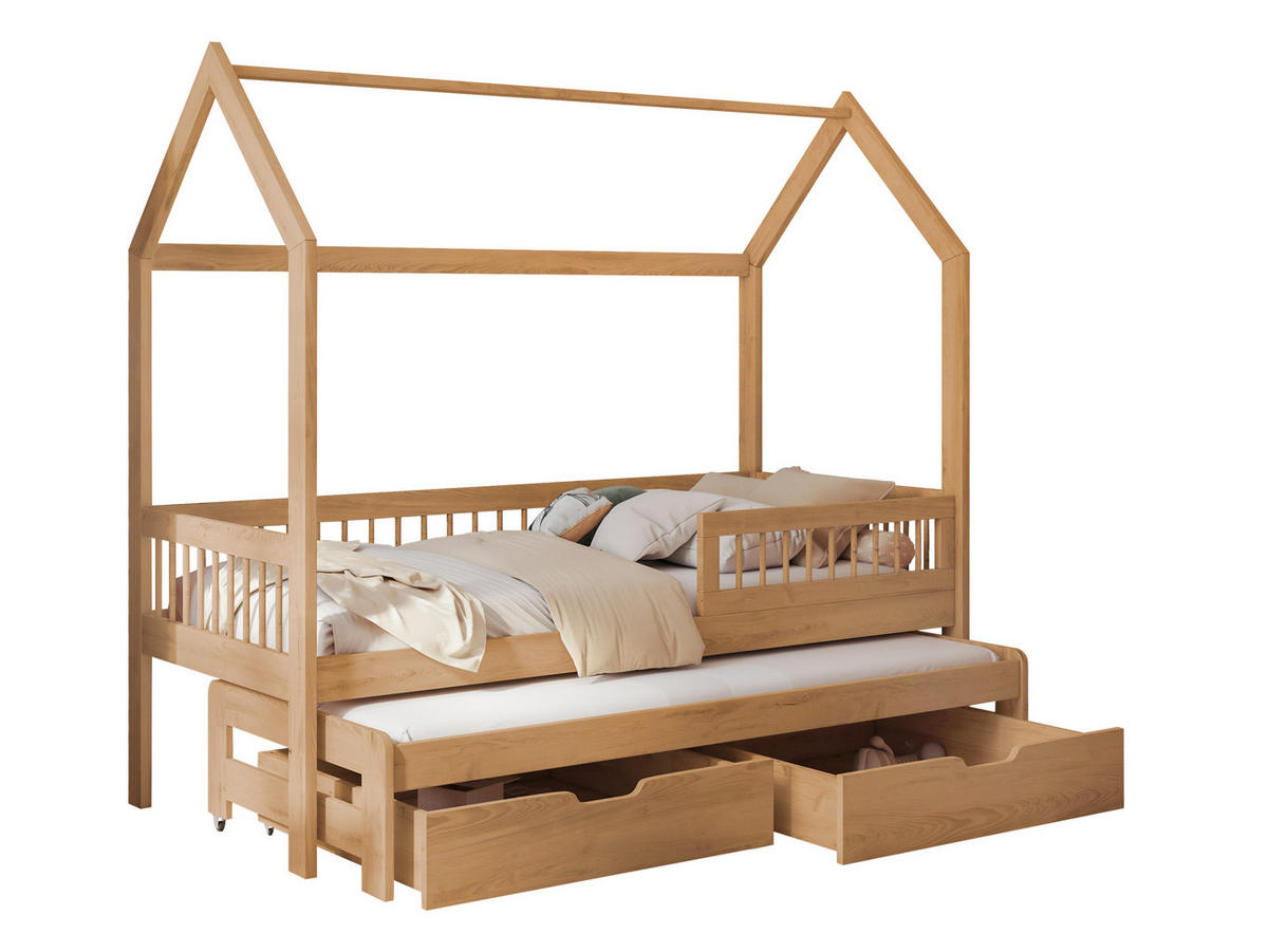HAUSBETT Asher 90 - Naturfarben, Holz (90/200cm) - MIRJAN24