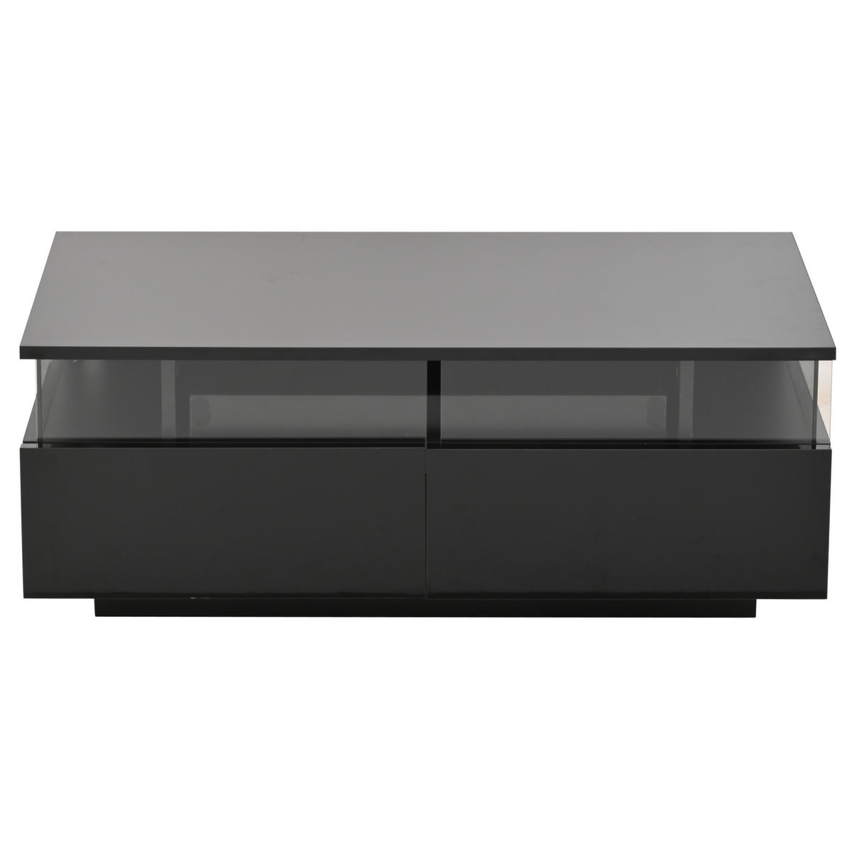 COUCHTISCH aus Holzwerkstoff und Glas 90x45x35,5 cm in Schwarz mit LED - Schwarz, Holzwerkstoff (90/45/35.5cm) - Modfu