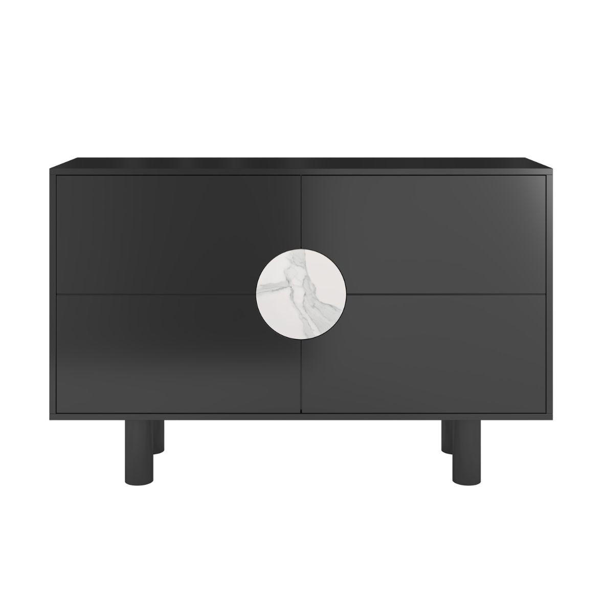 SIDEBOARD Zoe, Mit Marmor, 140 cm, Schwarz - Schwarz, Holz/Holzwerkstoff (140/90/40cm) - Dancan