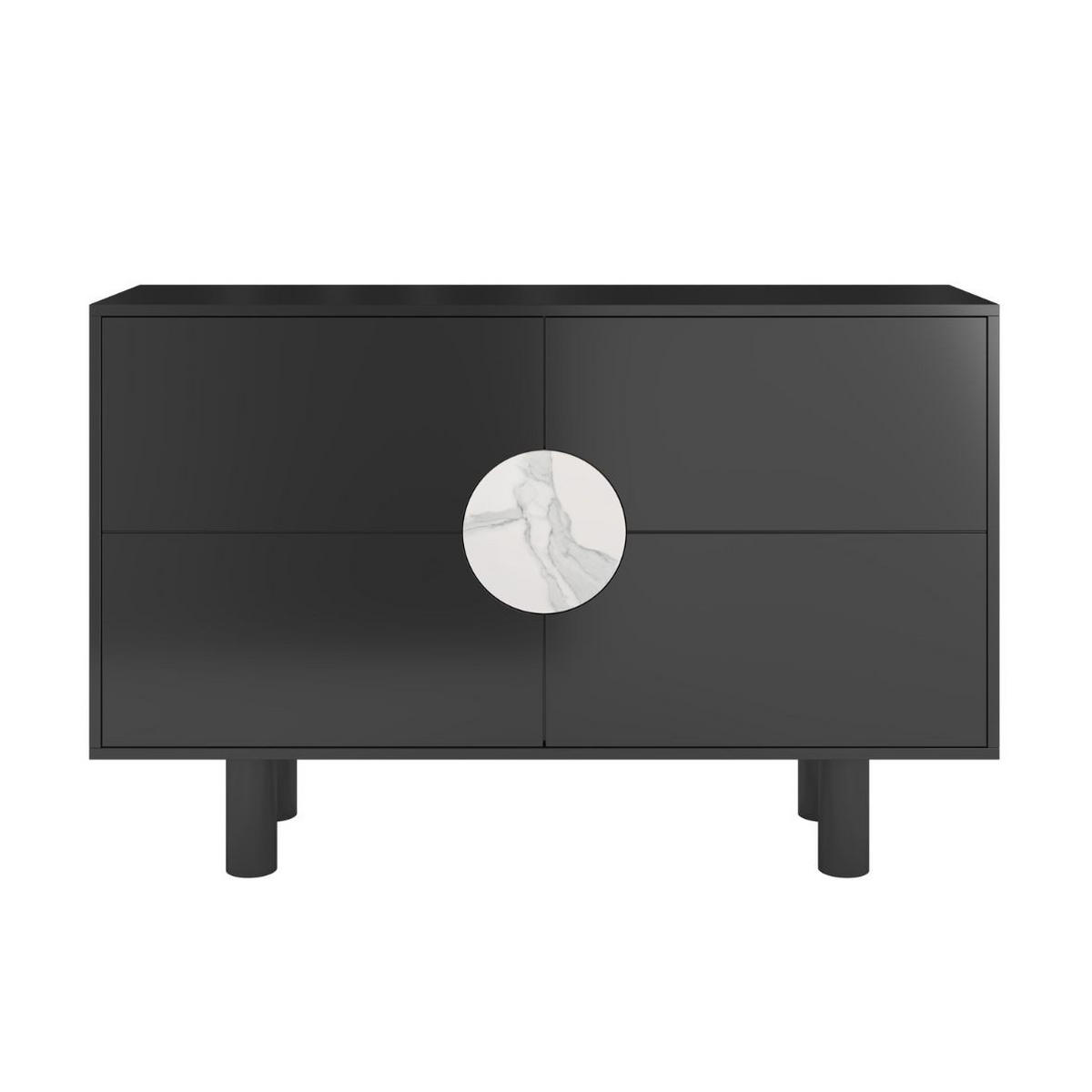 SIDEBOARD Zoe, Mit Marmor, 140 cm, Schwarz - Schwarz, Holz/Holzwerkstoff (140/90/40cm) - Dancan