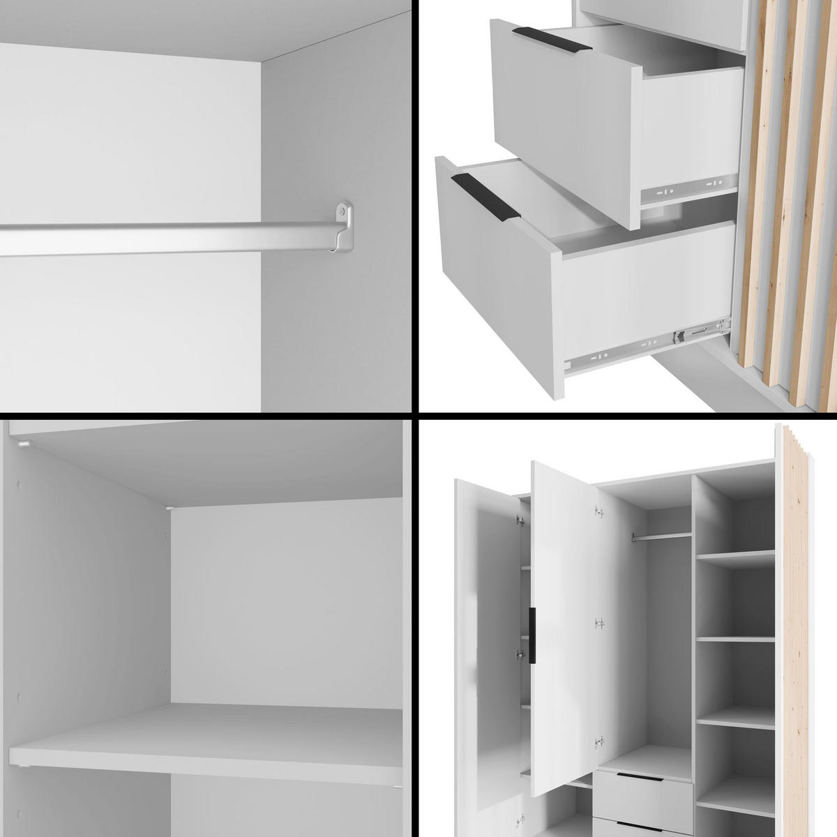 KLEIDERSCHRANK NELIA - 150 cm - Weiß/Eiche Artisan, Holzwerkstoff (150/200/51cm) - ALTDECOR