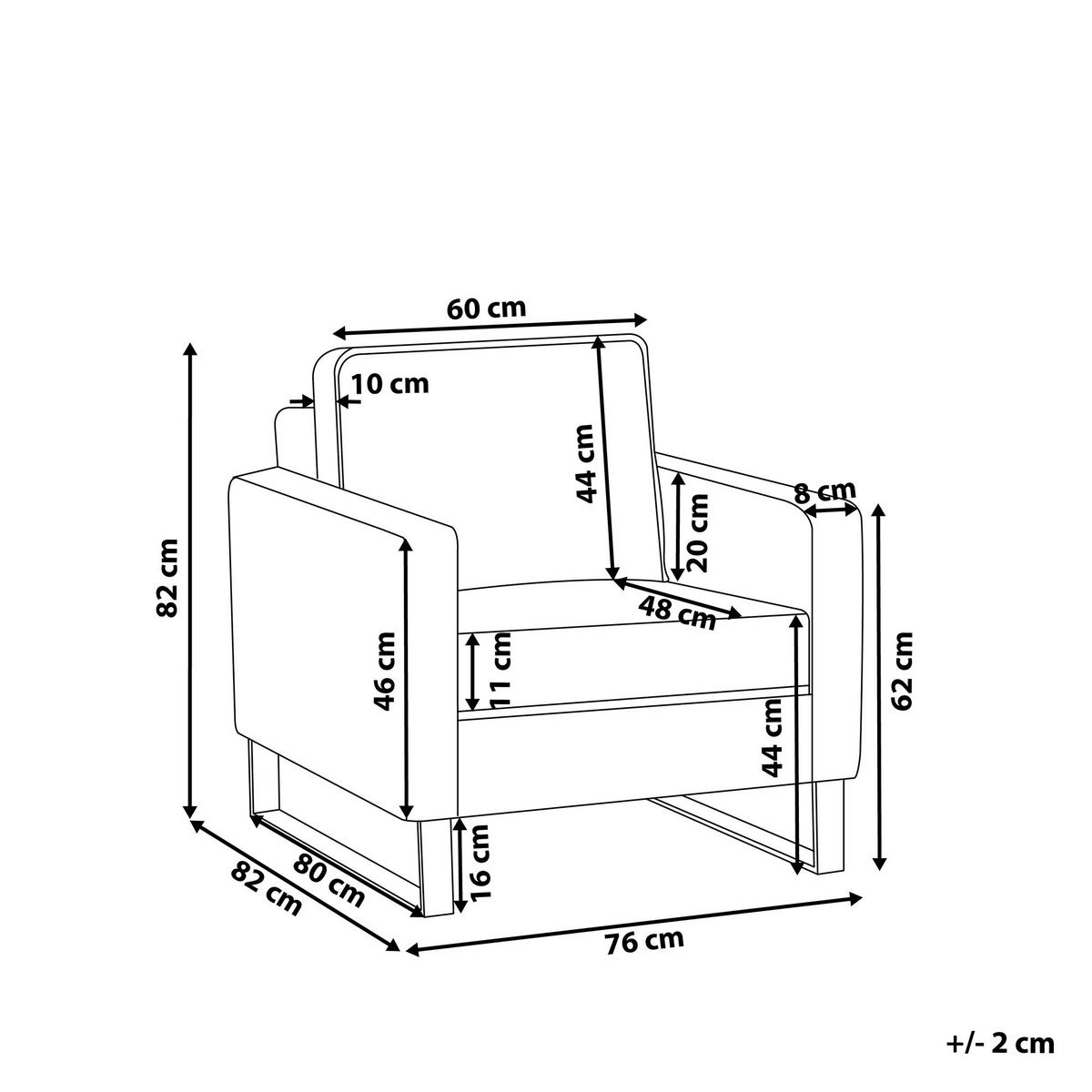SESSEL Polsterbezug Grau Vind - Grau, Textil/Metall (76/82/82cm) - Beliani