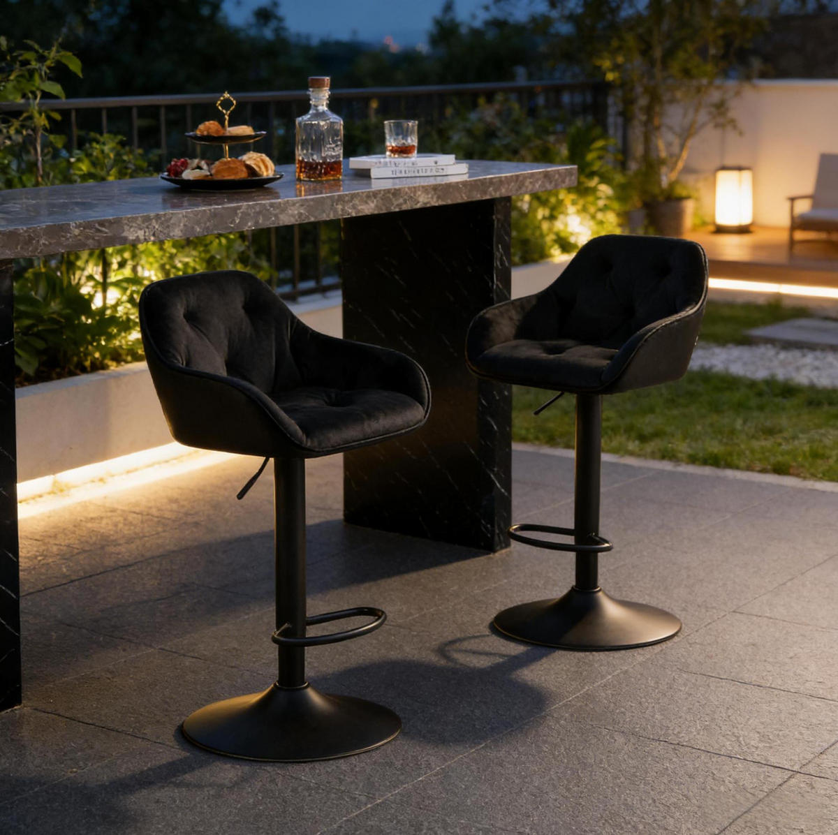 BARHOCKER 2er-Set Schwarz, höhenverstellbar und 360° drehbar - Schwarz, Metall (37/108.5/37.5cm) - MIVRAY