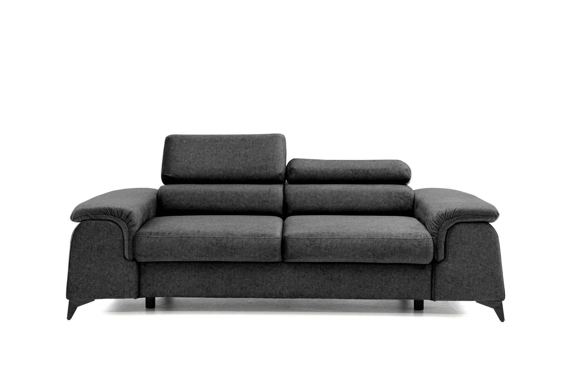 2-SITZER-SOFA PLAZA 200 cm Velours Dunkelgrau - Dunkelgrau/Schwarz, Holz/Textil (200/90/100cm) - Muffo