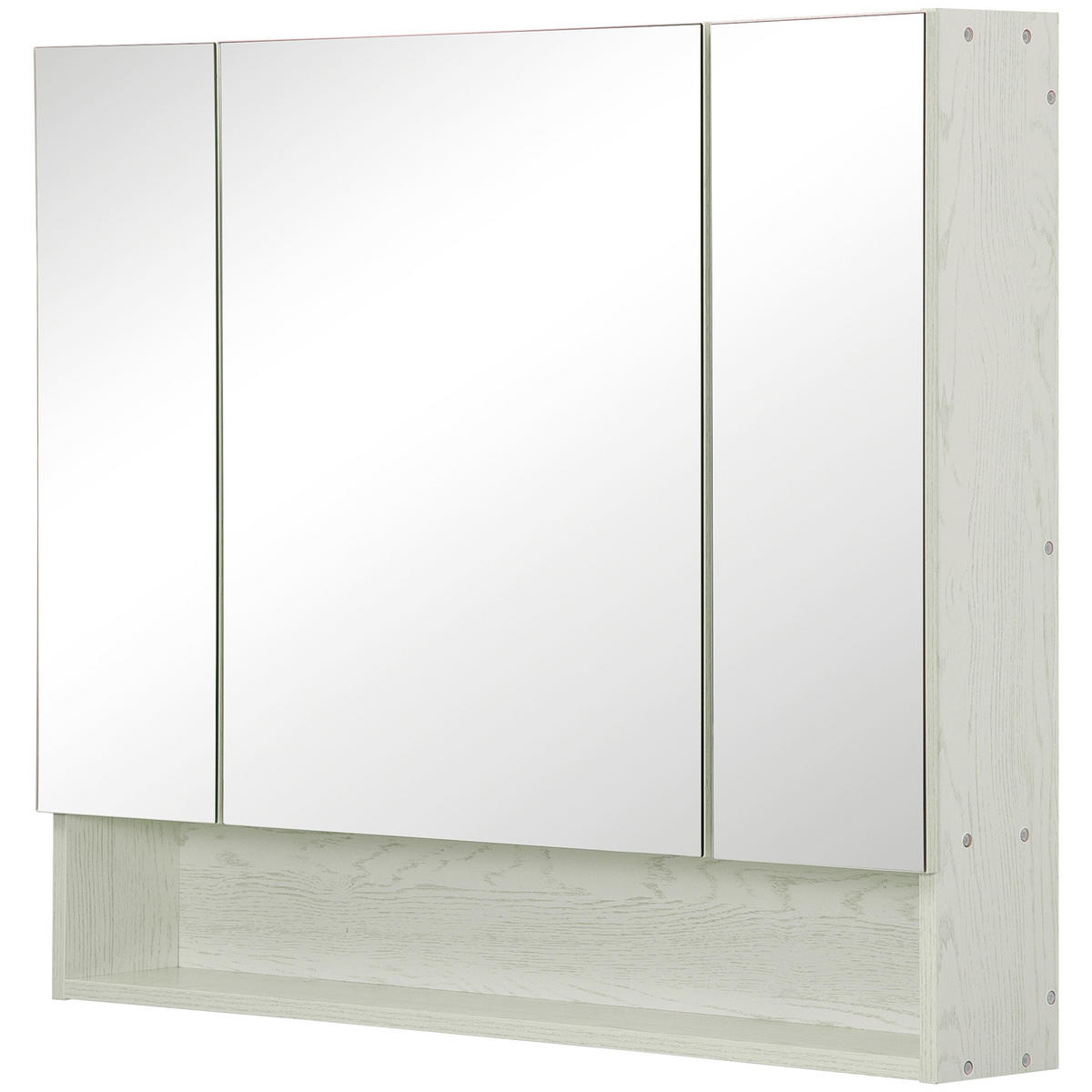 SPIEGELSCHRANK mit Spiegel, verstellbaren Einlegeböden, offenem Fach,90x15x75 cm - Weiß, Glas (90/75/15cm) - Vallsero