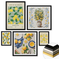 WANDBILDER 5er-Set - 50x50 cm & 20x30 cm & 40x60 cm Schwarzer Rahmen - Zitronenbäume in der Sonne - Schwarz, Kunststoff (40/60cm) - ArtPrintCave