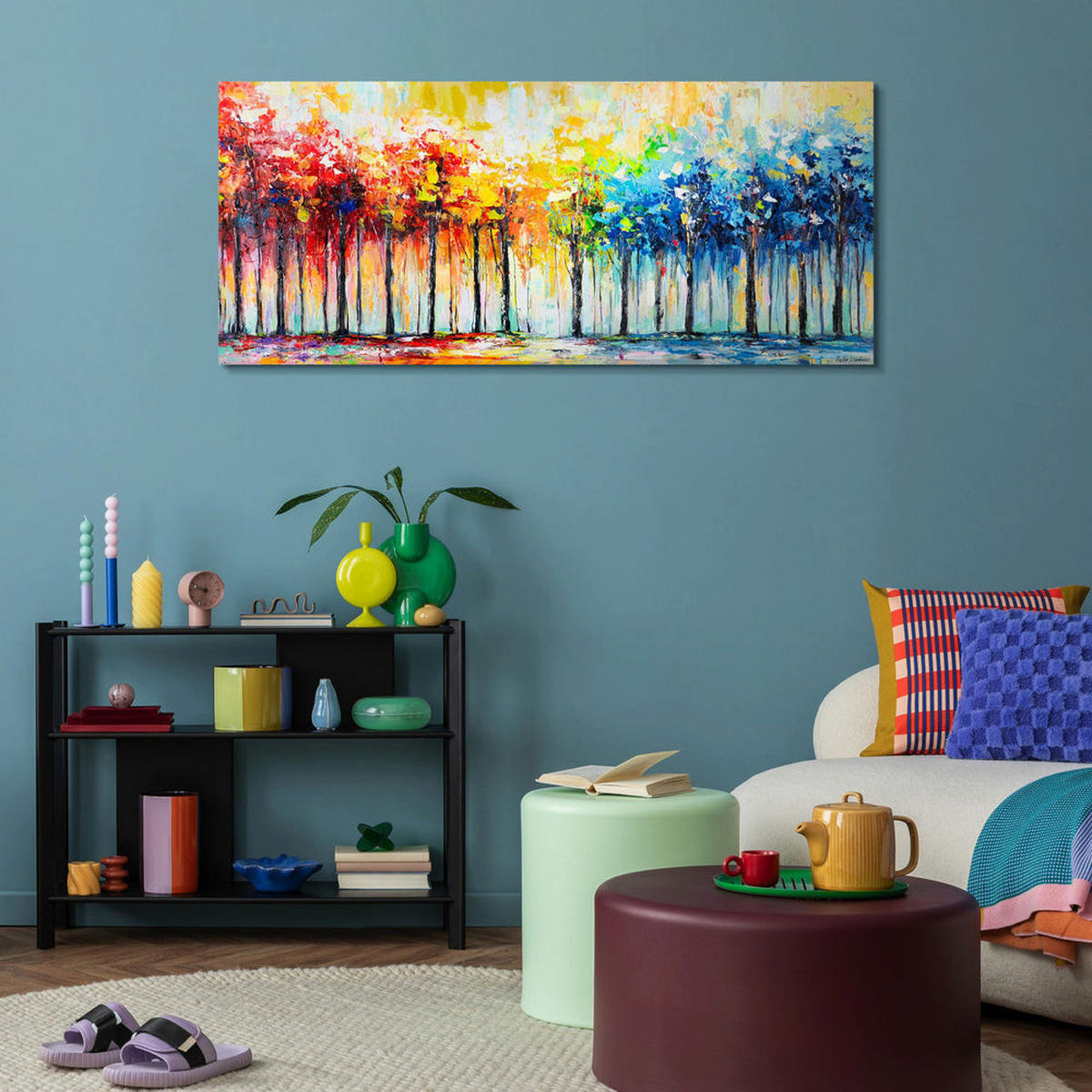GEMÄLDE Farben der Natur auf Keilrahmen 115x50 cm - Multicolor, Holz (115/50cm) - YS-art gallery