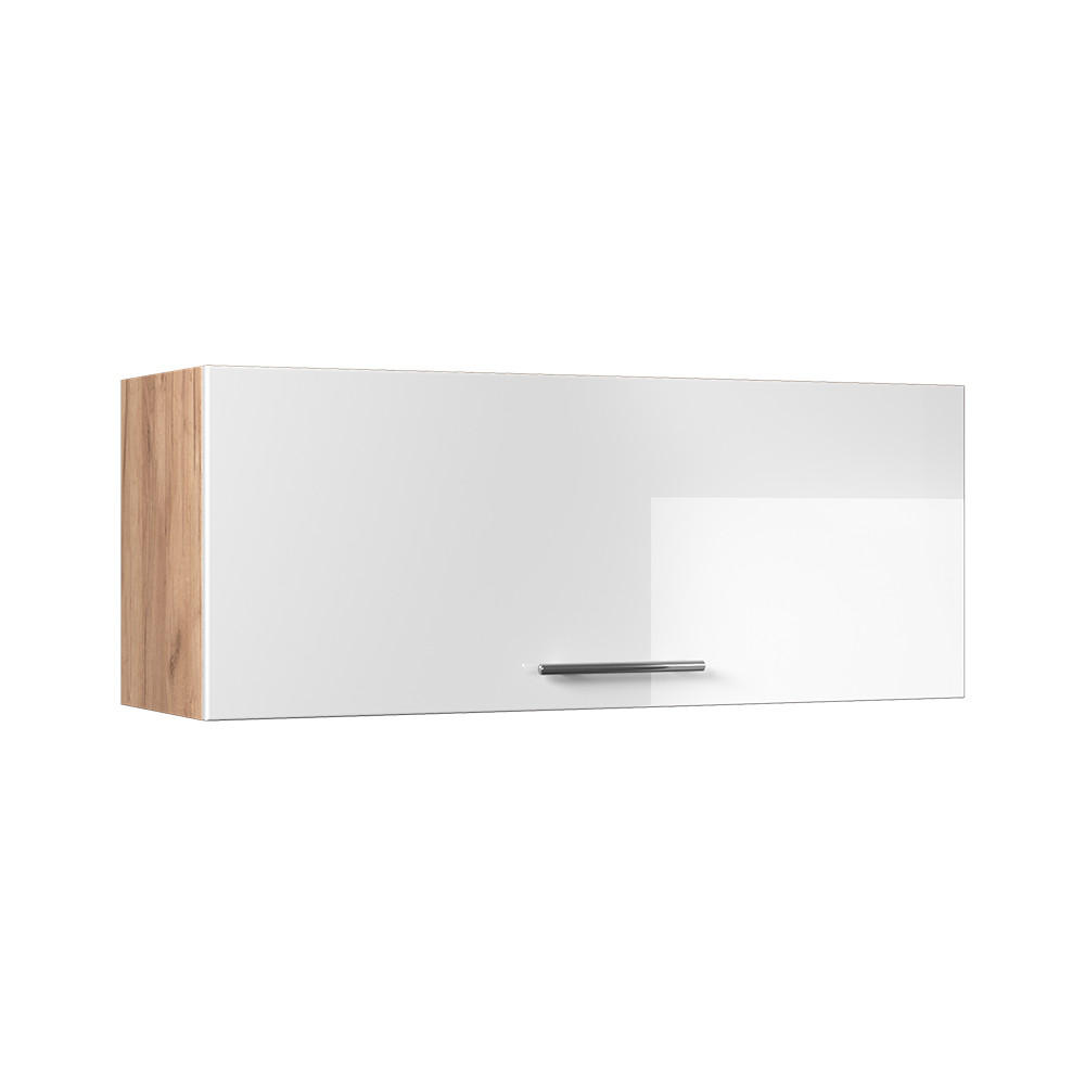 HÄNGESCHRANK Fame-Line, Weiß Hochglanz/Goldkraft Eiche, 100 cm - Honigeiche/Weiß Hochglanz, Holzwerkstoff (100/40/34.1cm) - Vicco