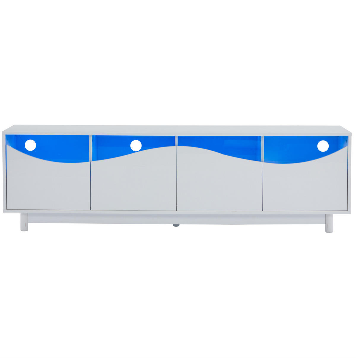 LOWBOARD 175/38/51 cm aus MDF mit LED-Beleuchtung und Glasfront Weiß - Weiß, Holzwerkstoff (175/51/38cm) - Modenvie