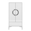 HIGHBOARD Eva, Weiß, Silberne Akzente, Hochglanz - Weiß Hochglanz/Silberfarben, Holzwerkstoff/Metall (60/120/38cm) - Kayani
