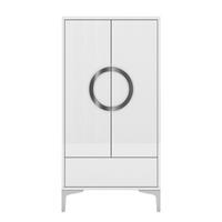 HIGHBOARD Eva, Weiß, Silberne Akzente, Hochglanz - Weiß Hochglanz/Silberfarben, Holzwerkstoff/Metall (60/120/38cm) - Kayani