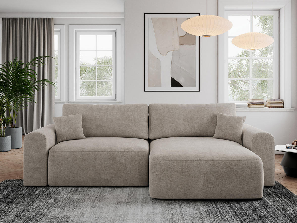 ECKSOFA NELSON Beige Struktur - Beige/Schwarz, Kunststoff/Textil (274/152cm) - MKS