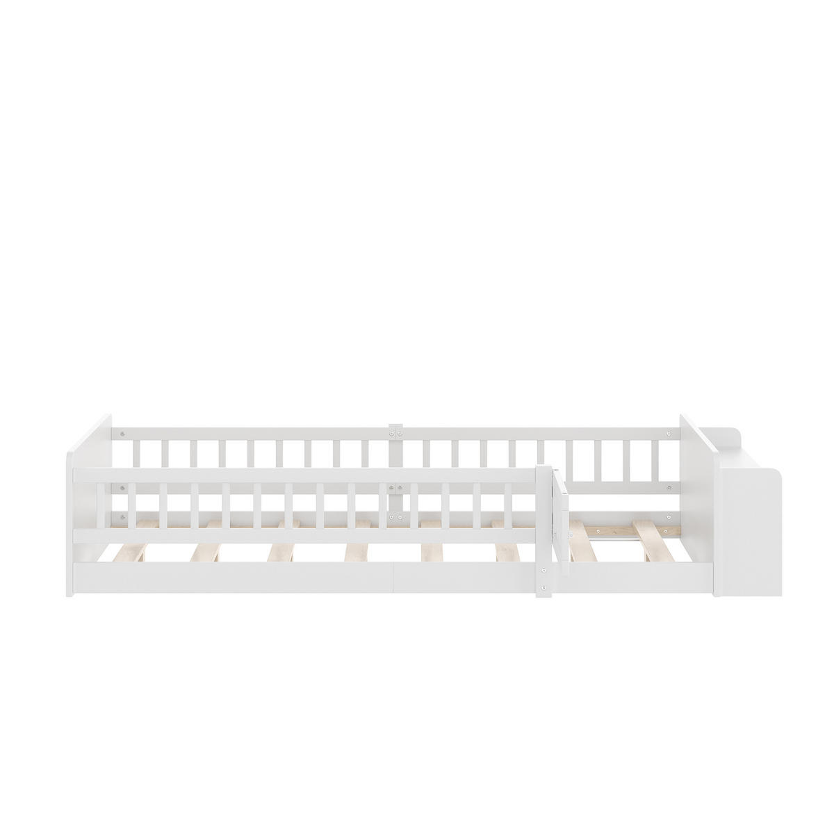 KINDERBETT 90 x 200cm, Kiefernholz, zu öffnendes Gehäuse, ohne Matratze, weiß - Weiß, Holz (90/200cm) - KOMHTOM