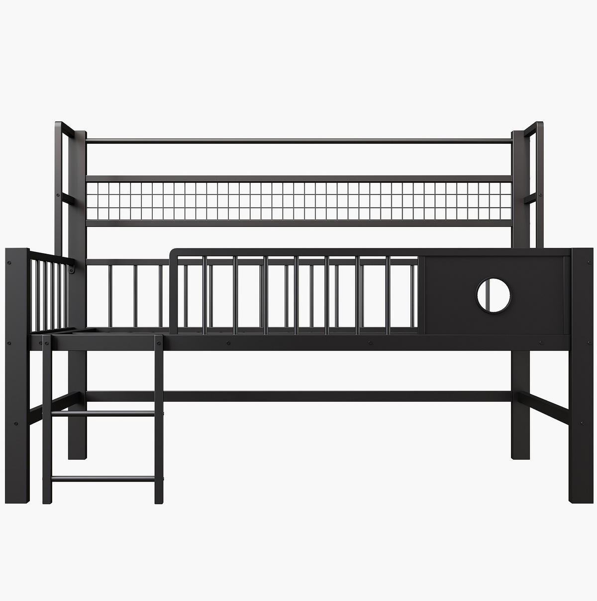HOCHBETT mit Stauraum 90x200 cm Metall Schwarz - Schwarz, Metall (90/200cm) - Beauniv