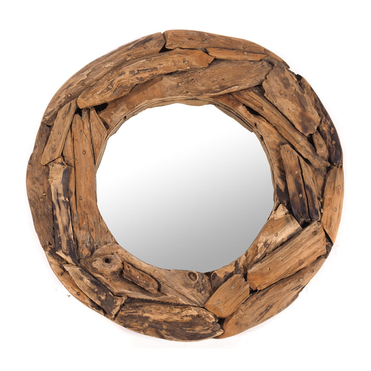 WANDSPIEGEL TEAK 60 Teakholz (erodiert) naturfarben - Naturfarben, Holz (60/60/6cm) - DESIGN DELIGHTS