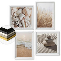 WANDBILDER 4er-Set - 50x50 cm & 40x60 cm Weißer Rahmen - Strandmotive, Muscheln, Wellen - Weiß, Kunststoff (50/50cm) - ArtPrintCave