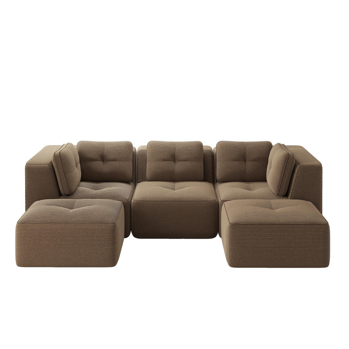 ECKSOFA 297/177/69 cm braun aus Cord mit modularem Design und tiefer Sitzfläche - Braun, Textil (177/297cm) - OKWISH