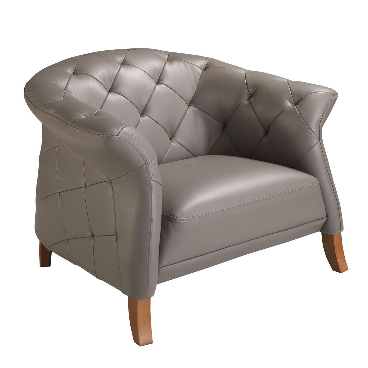 CHESTERFIELD-SESSEL Grauer Ledersessel 112/99/81 cm - Grau/Honig, Leder (112/81/99cm) - ANGEL CERDA