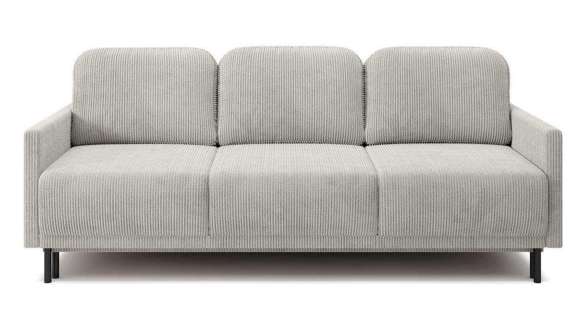 SCHLAFSOFA Hamiel Hellbeige Cordbezug 212 cm - Ecru/Schwarz, Holz/Textil (212/87/97cm) - Selsey