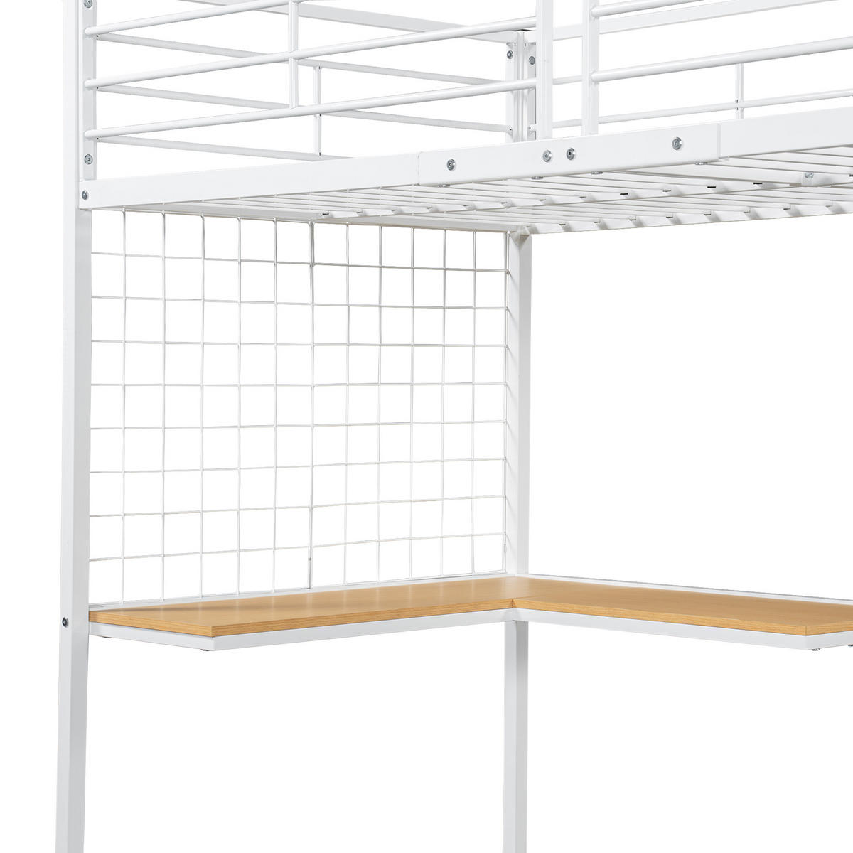 HOCHBETT 90/200 cm DE-00362, in Weiß, Tisch und Kleiderschrank - Weiß, Metall (90/200cm) - ComfortXL