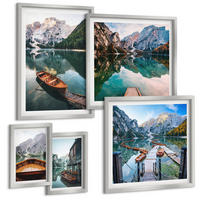 BILDER SET 5er Set - 50x50 cm & 20x30 cm & 40x60 cm Silberner Rahmen - Zarte Rosenblüten für die Küche - Silberfarben, Kunststoff (40/60cm) - TULUP