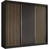 SCHWEBETÜRENSCHRANK Helios 240/216/61 schwarz+eiche Artisan mit Schubladen - Schwarz/Eiche Artisan, Holzwerkstoff (240/216/61cm) - Beautysofa