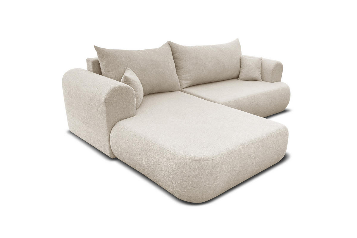 ECKSOFA BRAVO 280/180 in Bouclé Creme links - Creme, Holz/Holzwerkstoff (280/180cm) - Deine Möbel 24