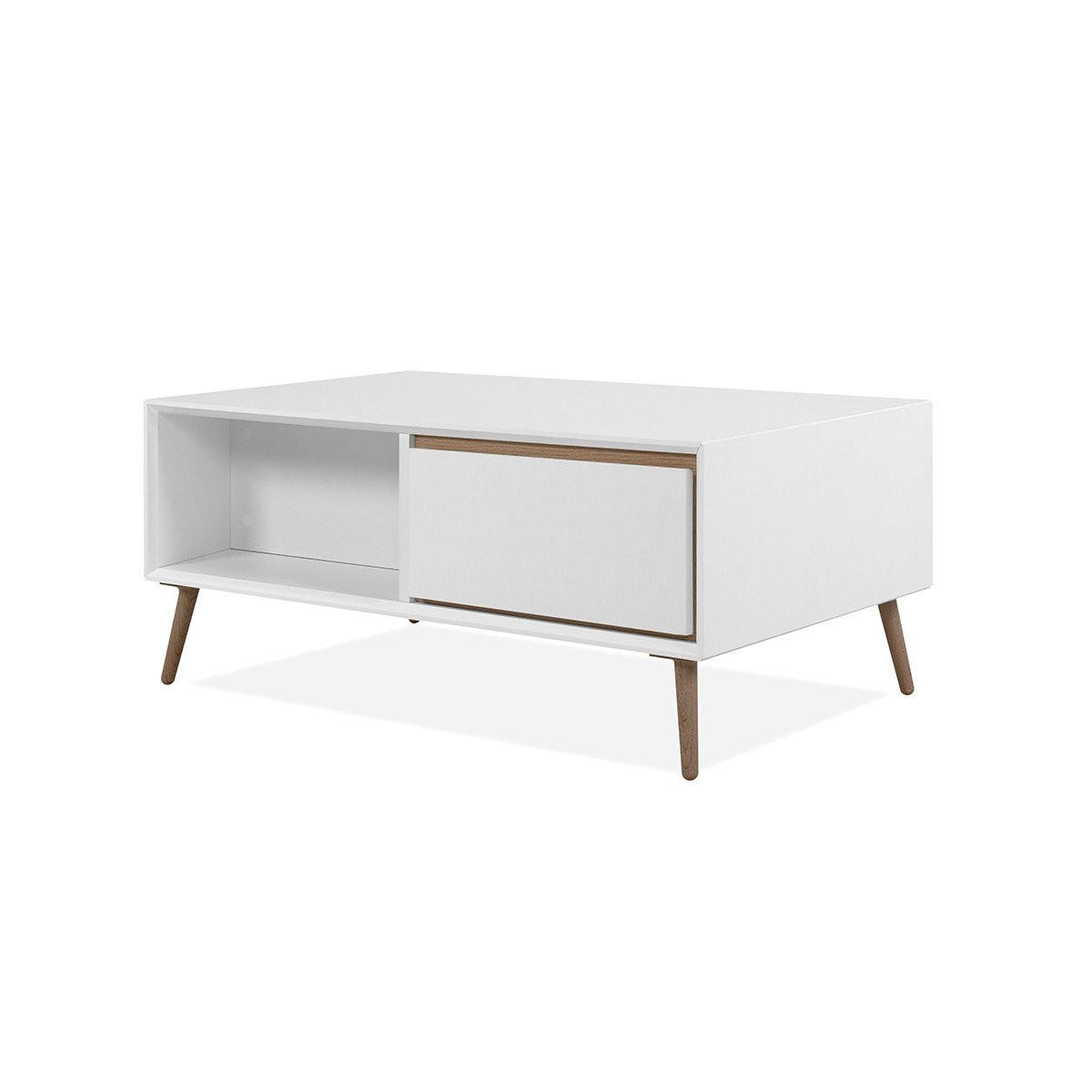 TISCH mit 2 Schubladen und Nischen - Arona - 94/55/40 cm - Weiß, Holzwerkstoff (94/55/40cm) - Calicosy