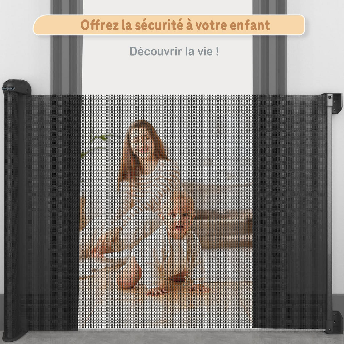 TREPPENSCHUTZGITTER Rollbares Türgitter 80 x 130 cm Schwarz - Schwarz, Kunststoff (130/4cm) - Twinky