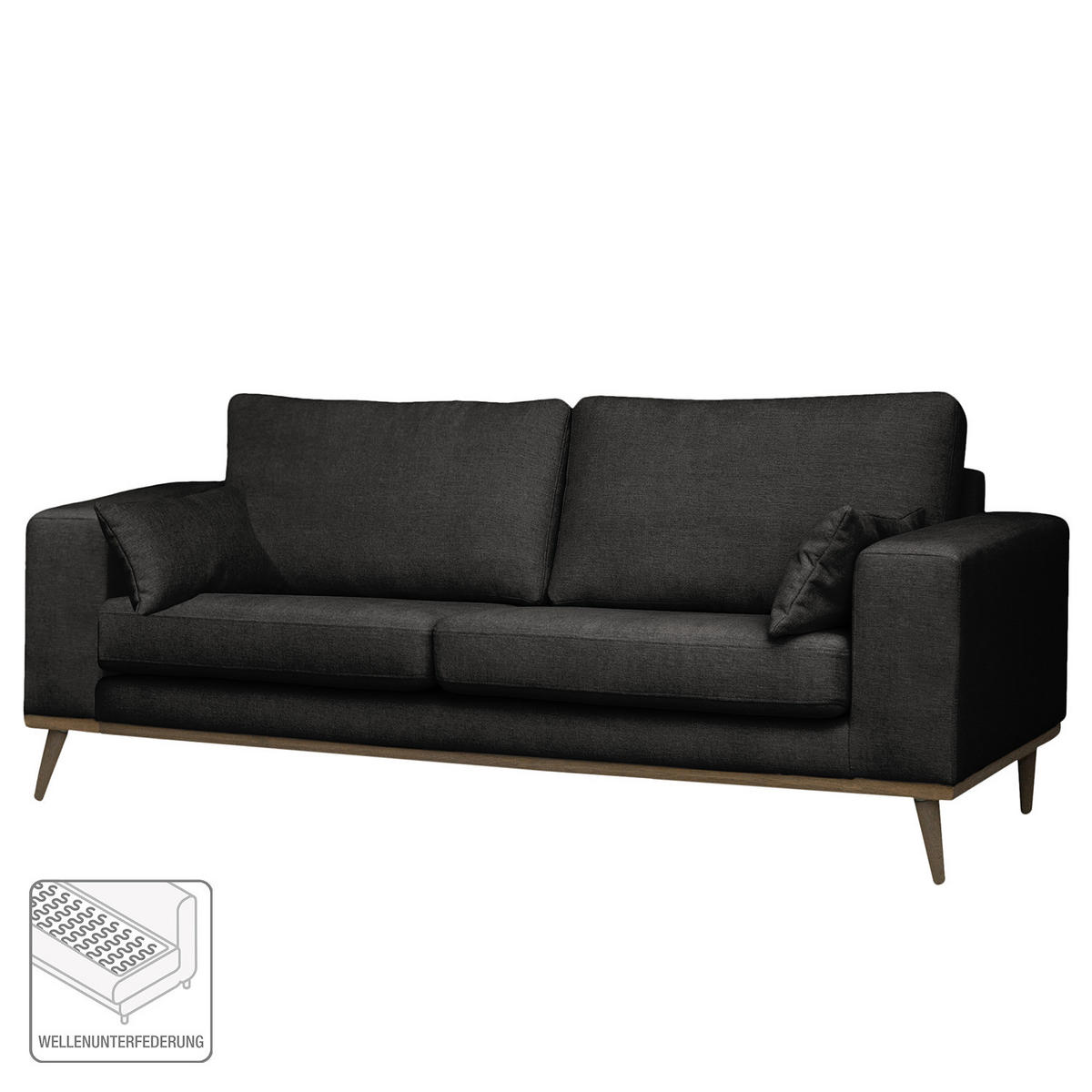 2-SITZER SOFA - Eichefarben/Schwarz, Textil (197/81/88cm) - home24