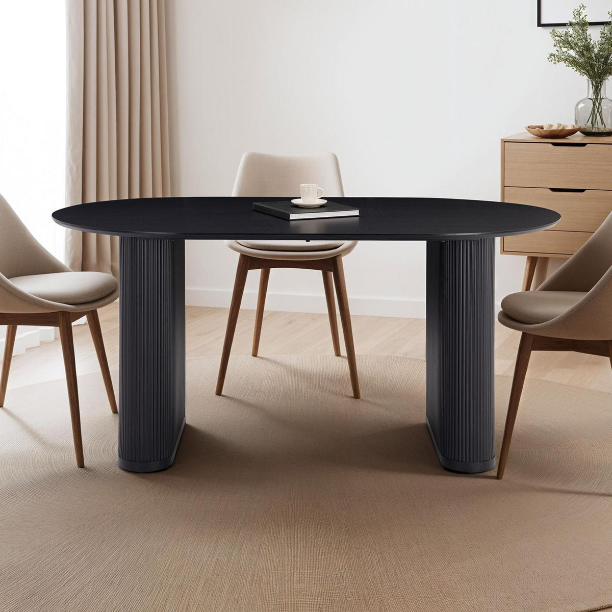 ESSTISCH MAXIM - Schwarz, Metall (90/160/75cm) - IDIMEX