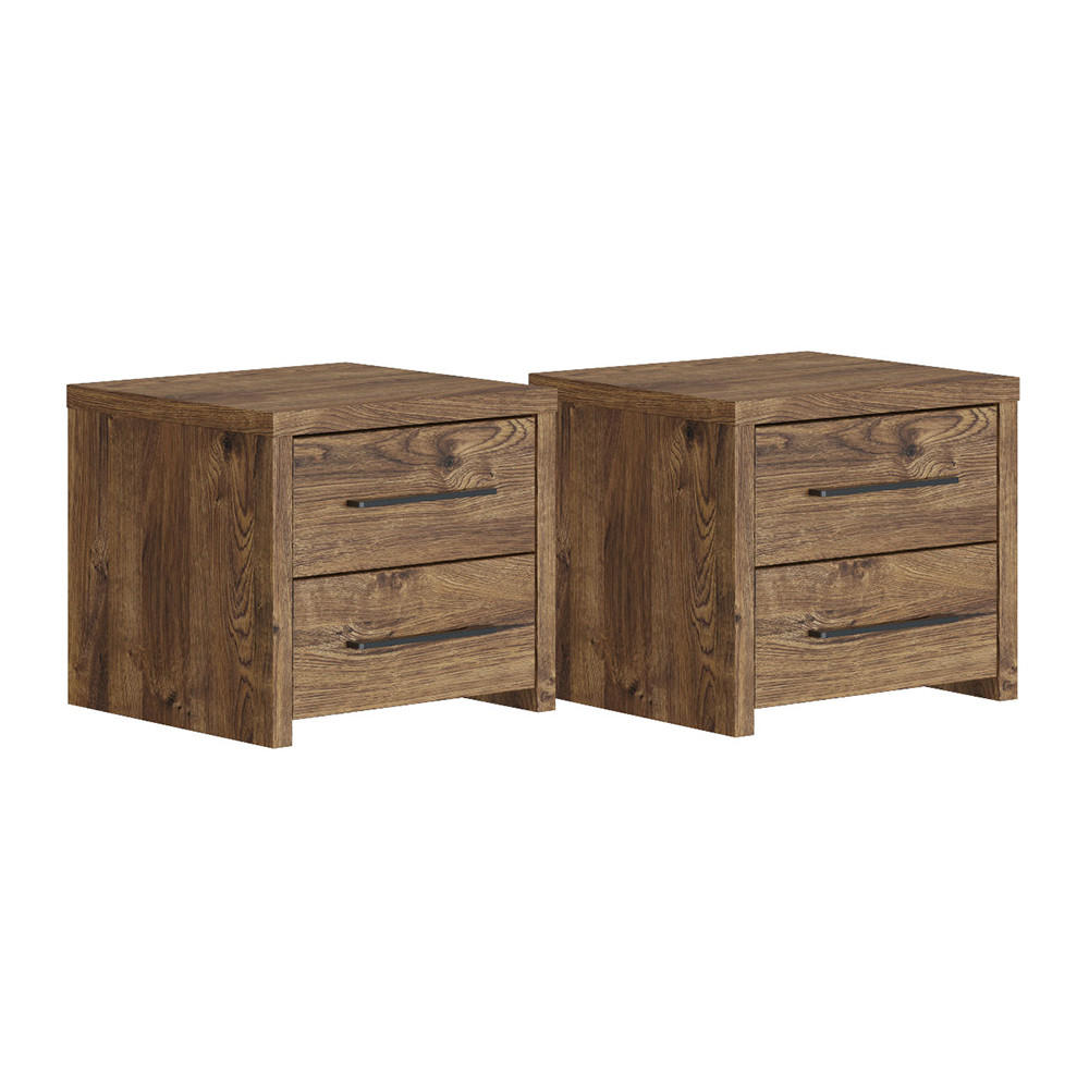 NACHTKONSOLEN 2ER SET Eiche ribbeck je 43 / 35 / 39cm - Eichefarben/Schwarz, Holz/Holzwerkstoff (43/39/35cm) - Feldmann-Wohnen