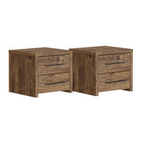 NACHTKONSOLEN 2ER SET Eiche ribbeck je 43 / 35 / 39cm - Eichefarben/Schwarz, Holz/Holzwerkstoff (43/39/35cm) - Feldmann-Wohnen