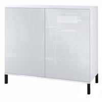 KOMMODE Skadu Weiß Hochglanz - Weiß Hochglanz, Holzwerkstoff (92.5/83.5/35cm) - Vladon