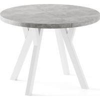 ESSTISCH Twixy XXL groß rund oval ausziehbar, Grauer Beton 100-250/100/76 cm - Hellgrau/Weiß, Holz/Holzwerkstoff (100/250/76cm) - WFL GROUP