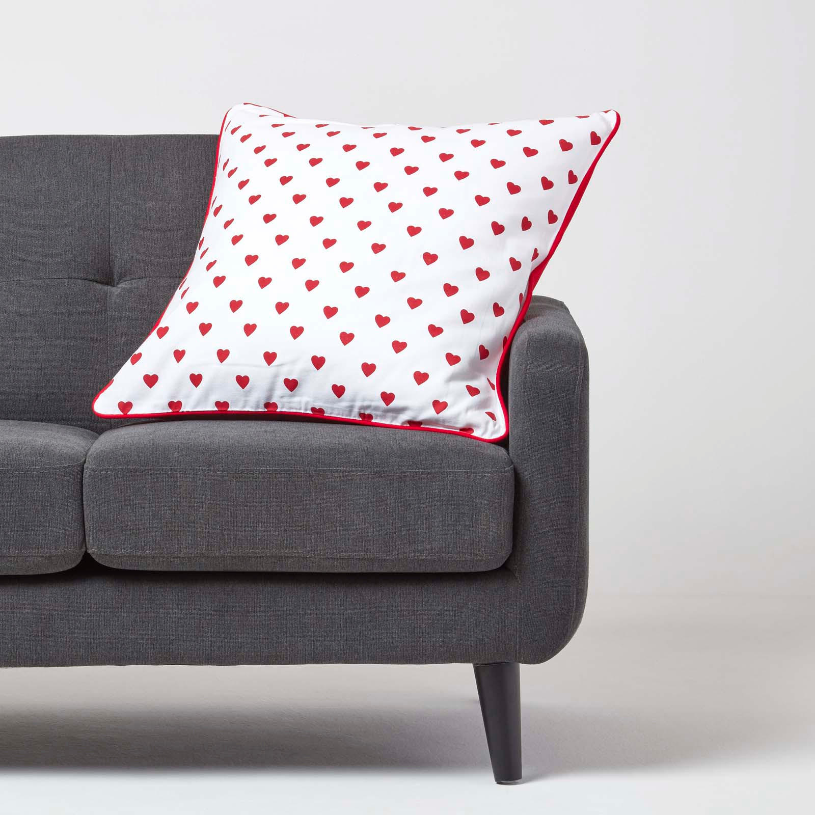 KISSENHÜLLE Herzen 60/60 cm, 100% Baumwolle - Rot, Textil (60/60cm) - Homescapes