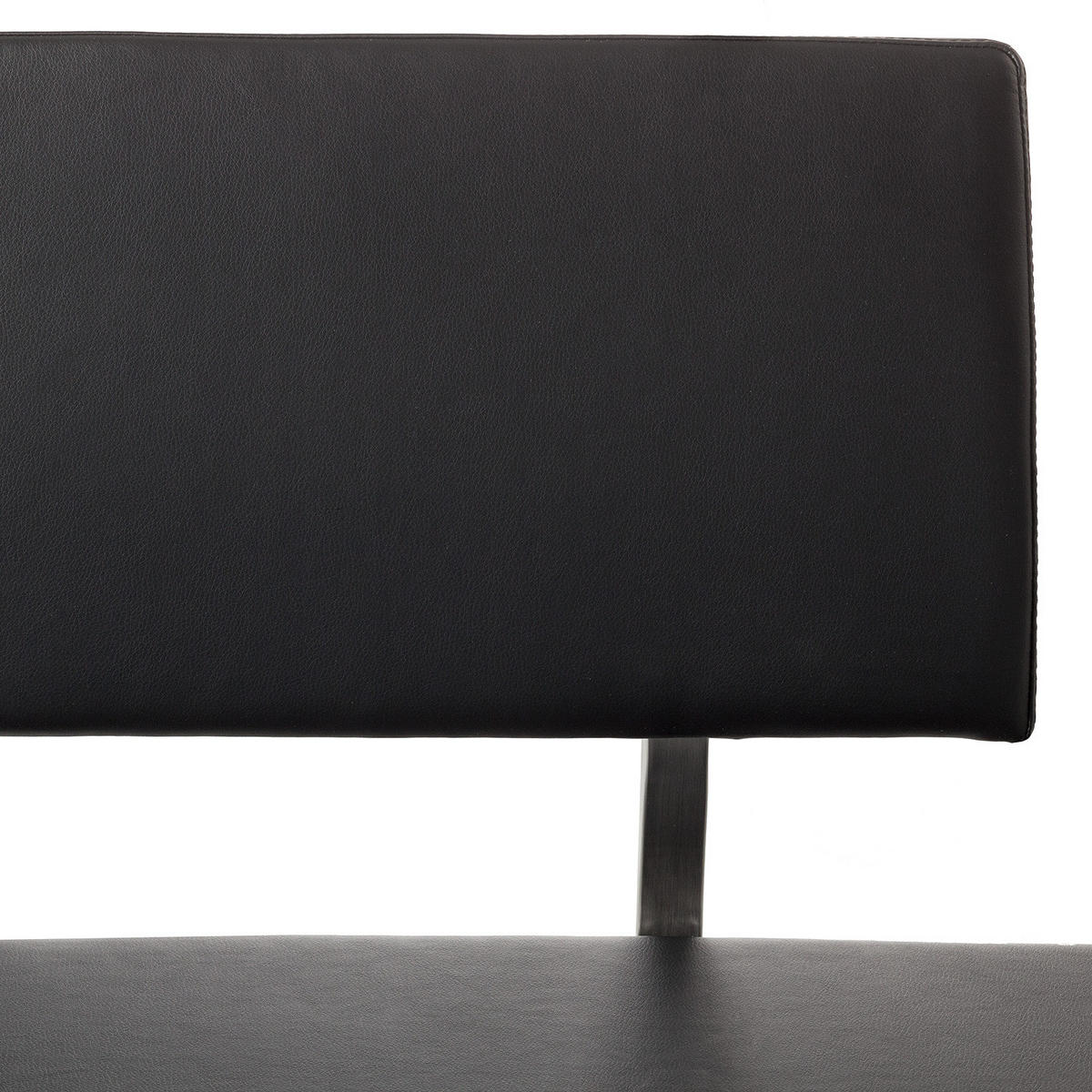ECKBANK - Kunstleder / Edelstahl - Schwarz / Edelstahl - Edelstahlfarben/Schwarz, Kunststoff/Metall (200/86/150cm) - home24