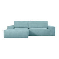 SCHLAFSOFA - 4 Personen - Samt, Stoff - Türkisblau - - Hellblau, Textil (267/85/167cm) - Vente-Unique