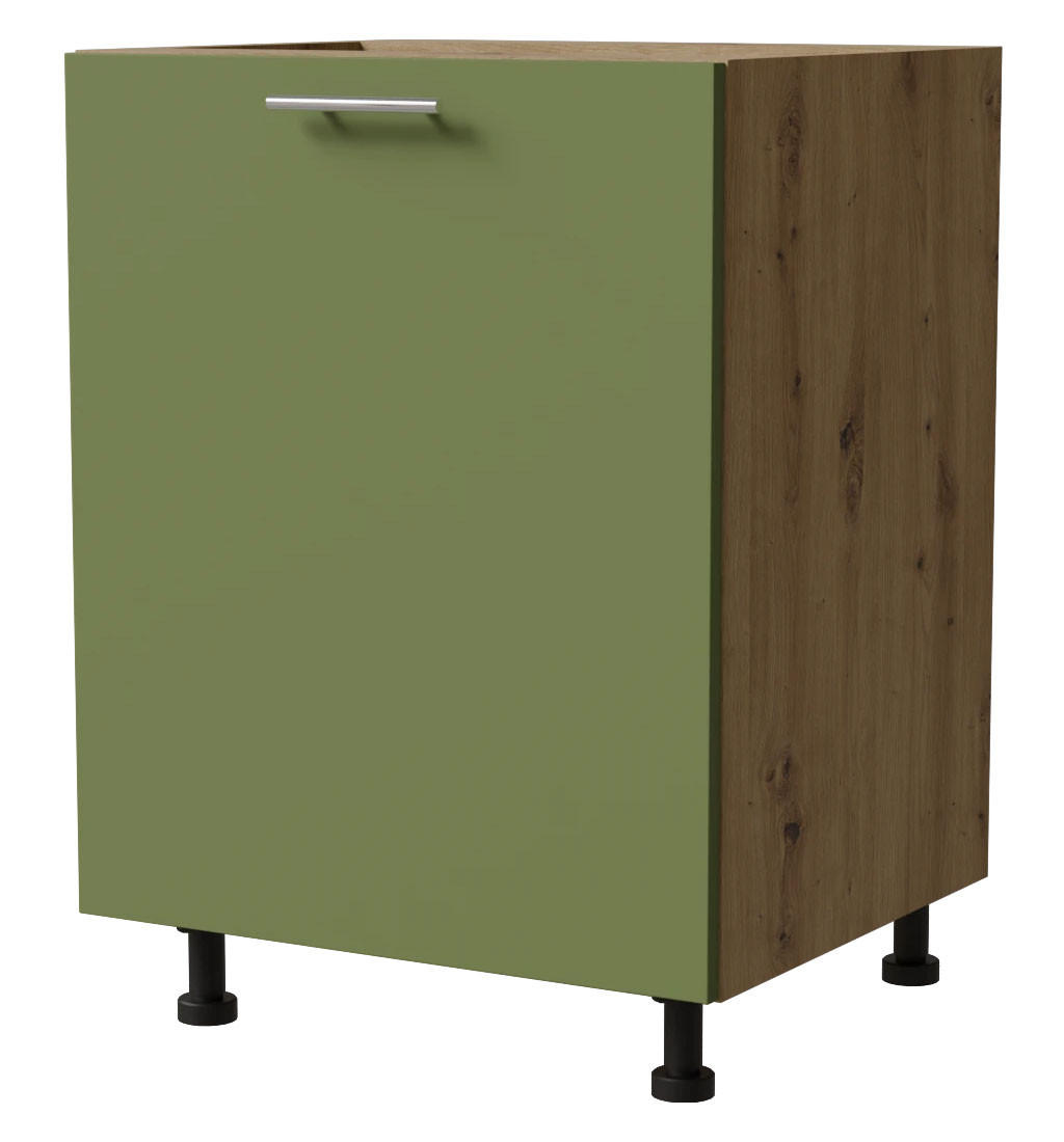 Feldmann-Wohnen Unterschrank Grün, Eiche Artisan 60x82x50 cm