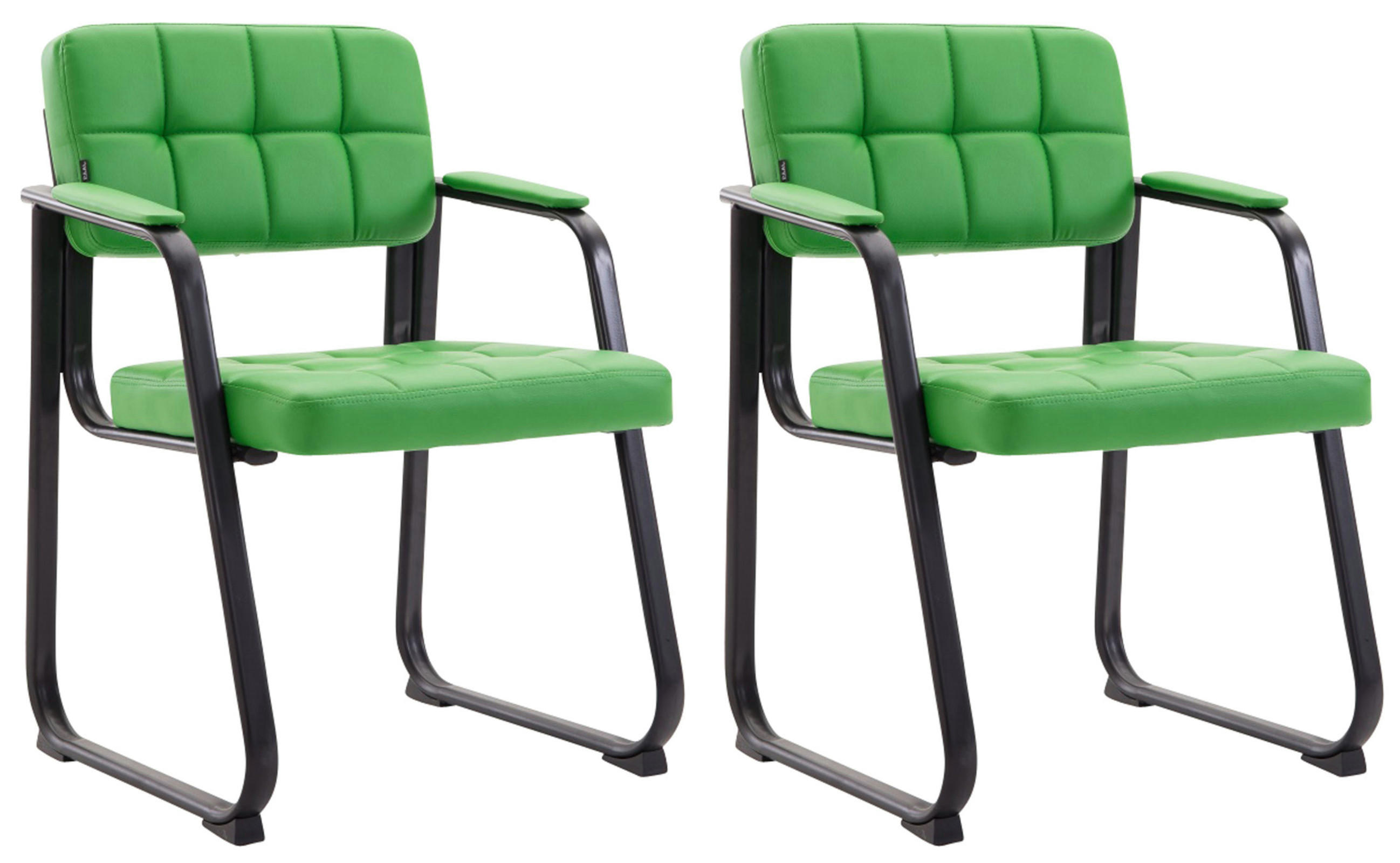 BESUCHERSTÜHLE Canam - 2er Set Kunstleder grün - Schwarz/Grün, Textil/Metall (59/84/58cm) - TPFLiving