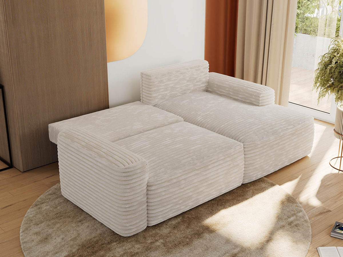 ECKSOFA BELLUNO L Creme Cord - Rechts - Creme/Schwarz, Textil (233/144cm) - MKS