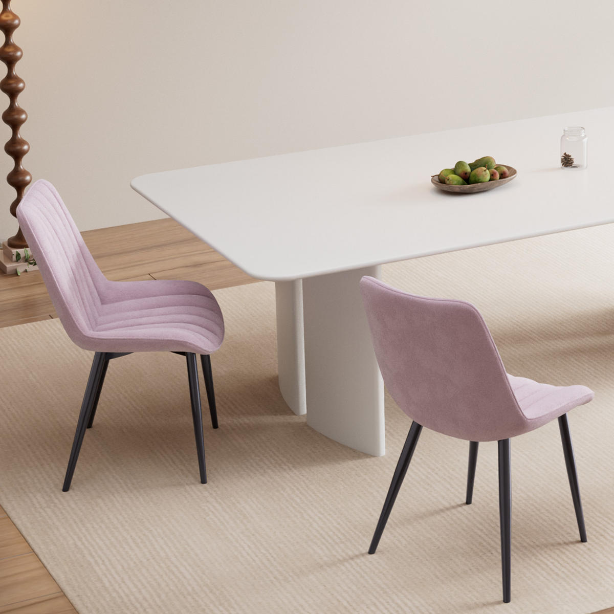 STUHL-SET 2 Stück aus Samt in Modernem Stil-YZ1 - Pink, Textil/Metall (53/88/62.5cm) - HOMAVO