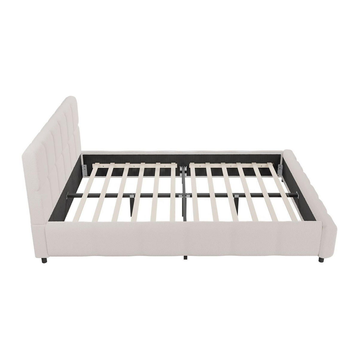 POLSTERBETT Florenz creme 140x200 cm - Creme, Holz (140/200cm) - Juskys