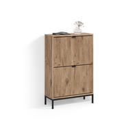 SCHUHKIPPER Aterno Viking Oak 60 x 92 cm mit 2 Klappschubladen - Eichefarben, Holzwerkstoff (60/92/24cm) - Livinity®
