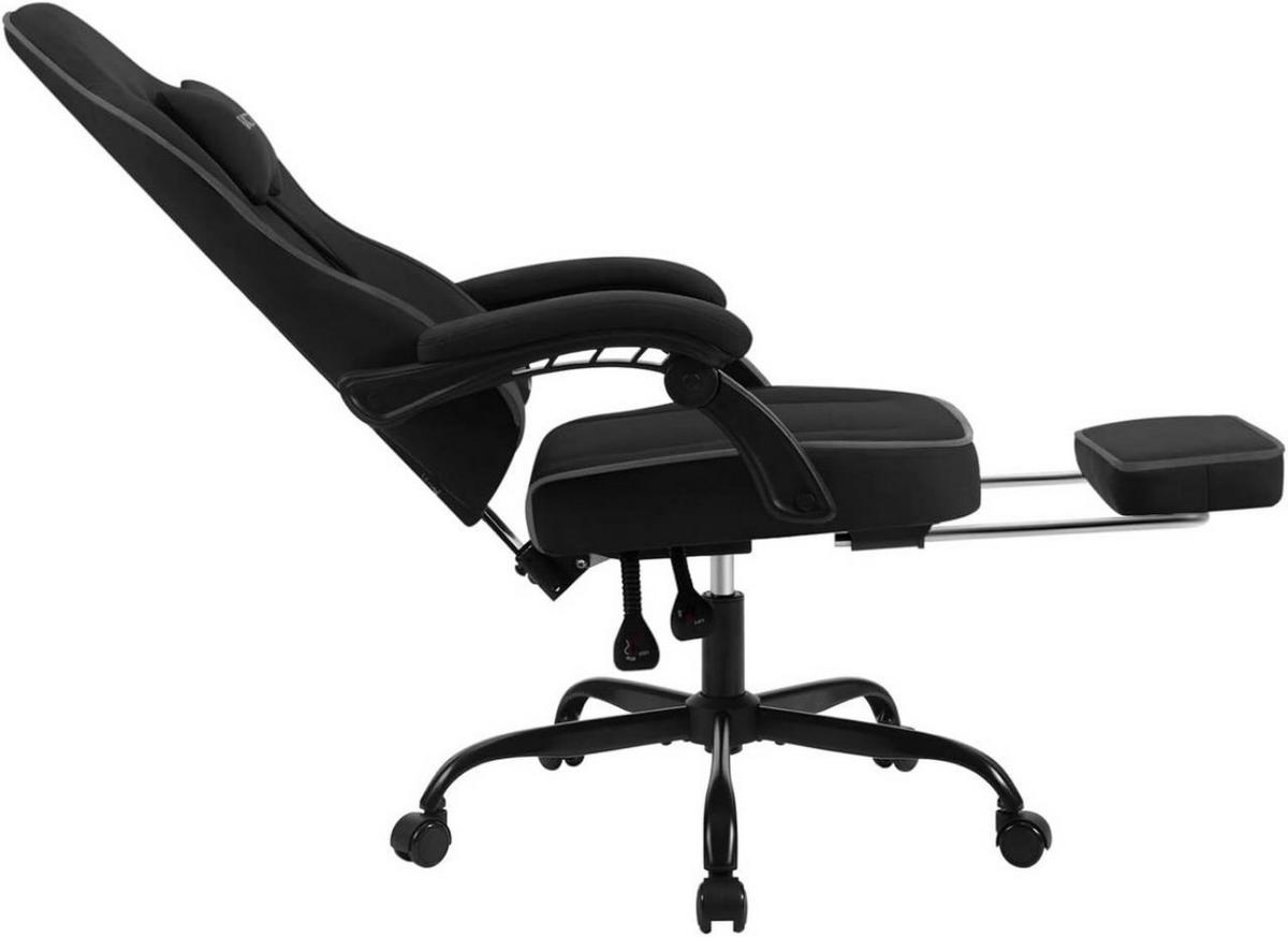 GAMINGSTUHL Drehstuhl, Tech-Stoff, Schwarz - Schwarz, Kunststoff/Textil (63.5/117.5/60cm) - Woltu