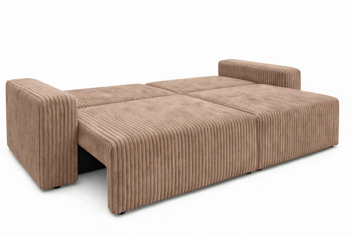 SOFA Mit Schlaffunktion Und Bettkasten, Cordstoff Tilia, Braun, BEST SCORNER - Braun, Holz (245/83/90cm) - Kaiser Möbel